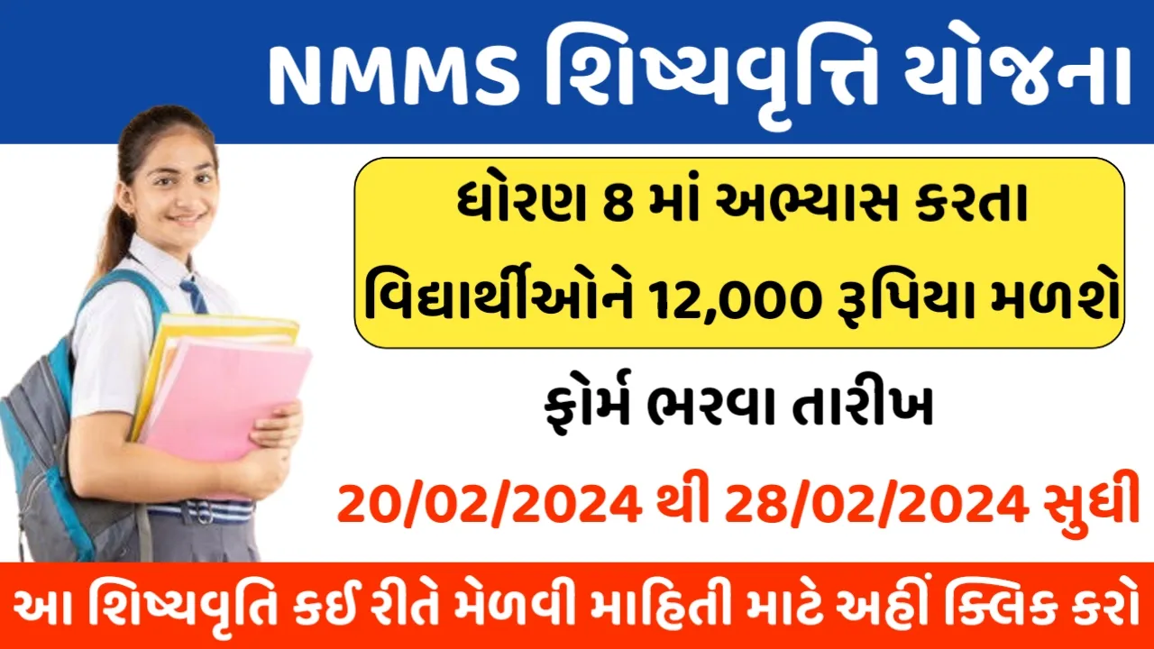 NMMS પરીક્ષા 2024 જાહેર ધોરણ આઠમાં અભ્યાસ કરતા વિદ્યાર્થીને 12000 સરકાર દ્વારા આપવામાં આવે છે અહીંથી અરજી કરો
