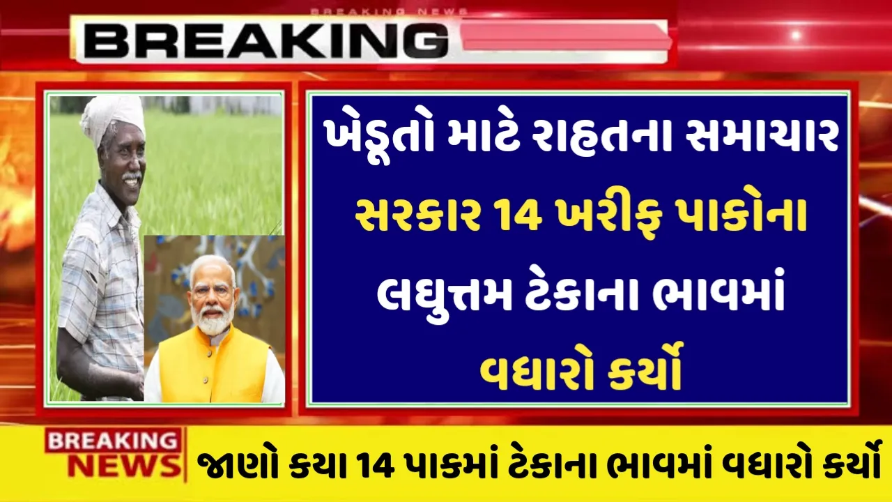 ખેડૂતો માટે રાહતના સમાચાર સરકાર 14 ખરીફ પાકોના લઘુત્તમ ટેકાના ભાવમાં વધારો કર્યો