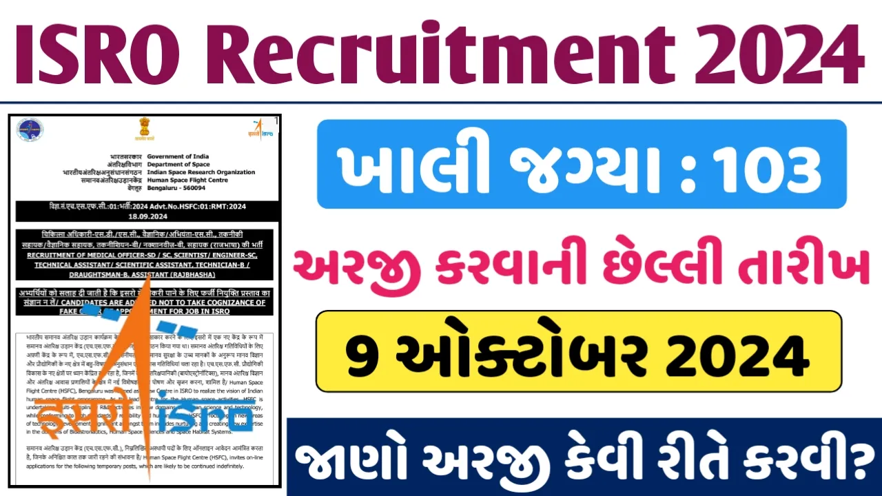 ISRO HSFC Various Post Online Form 2024 for 103 Post