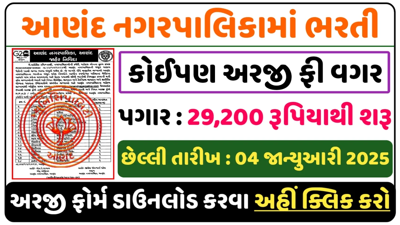 Anand Nagarpalika Recruitment 2024-25