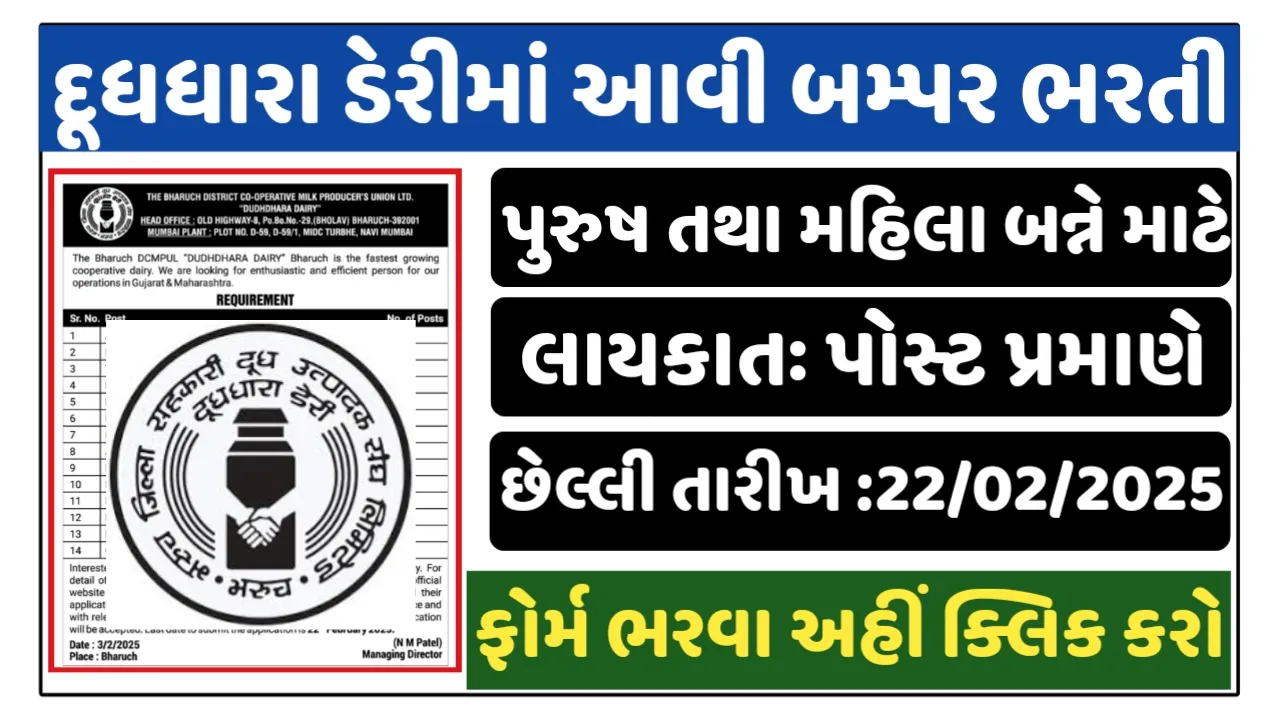 Dudhdhara Dairy Recruitment 2025 : Check Eligibility And Last Date, Apply Now