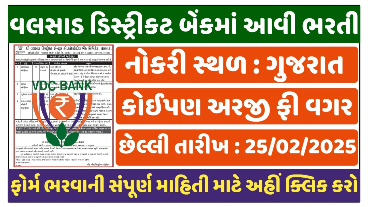 The Valsad District Central Co-operative Bank Limited Recruitment 2025