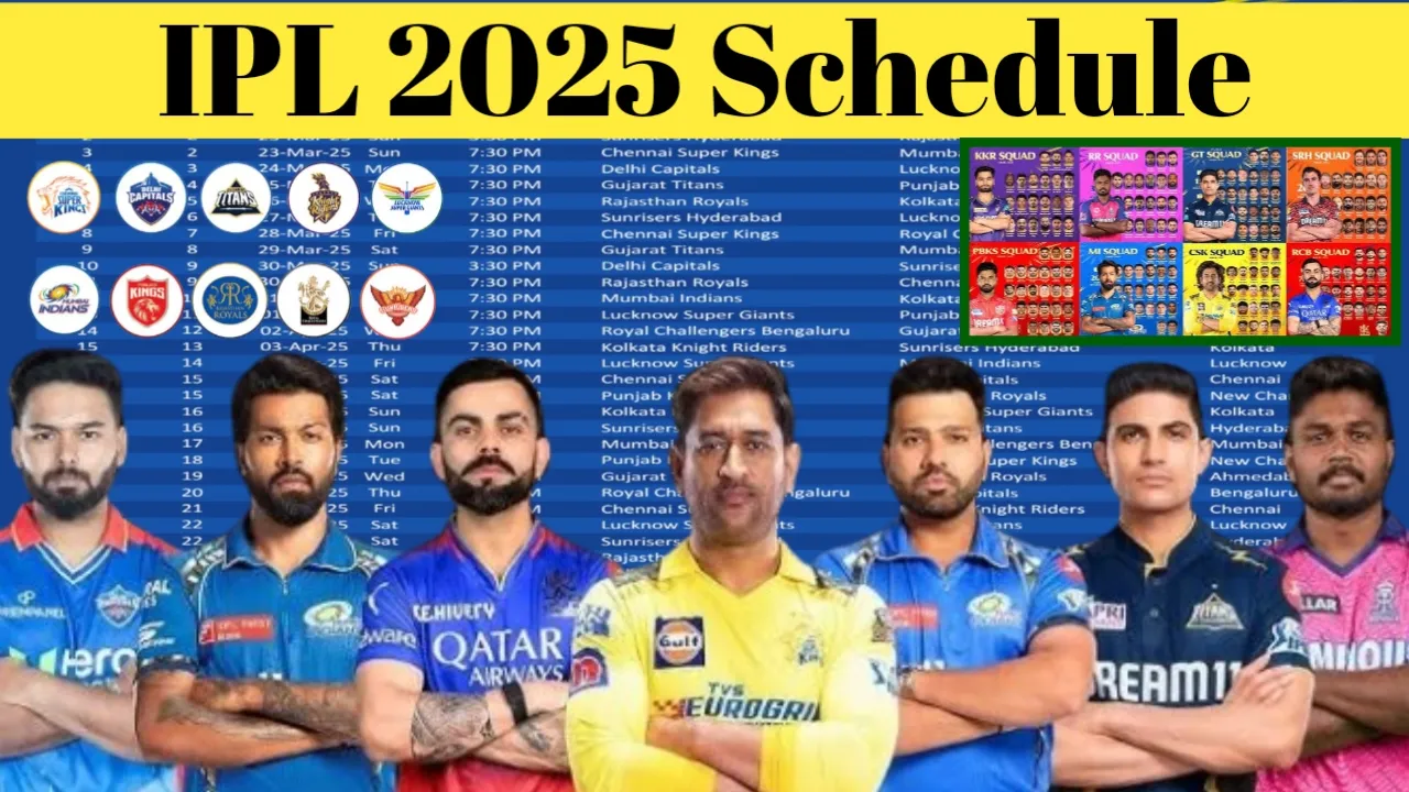 IPL 2025 Official Schedule : Check Time Table, Venues, Match List, Points Table