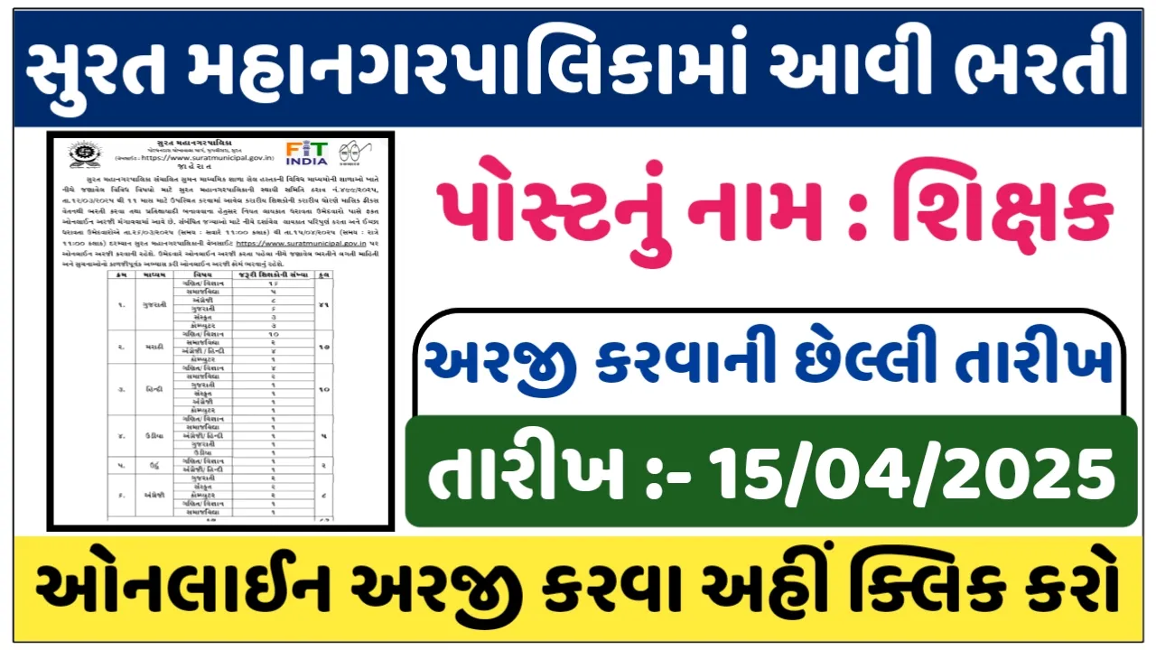 SMC Recruitment 2025 : સુરત મહાનગરપાલિકામાં આવી સારા પગારવાળી ભરતી