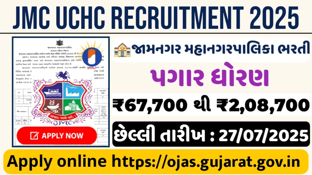 JMC UCHC Recruitment 2025 Gujarati Banner – Gynecologist & Pediatrician Vacancy Details