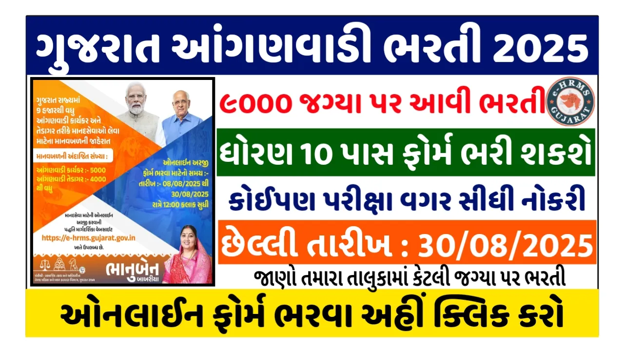 Gujarat Anganwadi Bharti 2025 Apply Online for Worker and Helper Posts