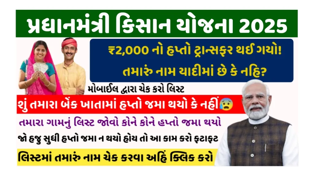 ₹2,000 Credited under PM Kisan Yojana Gujarat 2025 – Check 20th Installment Status & Beneficiary List Now