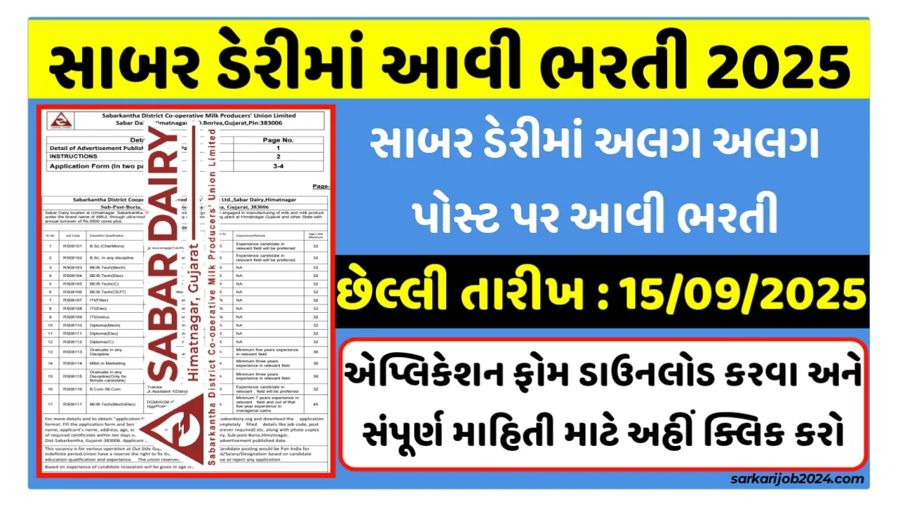 Sabar Dairy Recruitment 2025 – Apply for Amul Dairy Trainee and Managerial Jobs PAN India