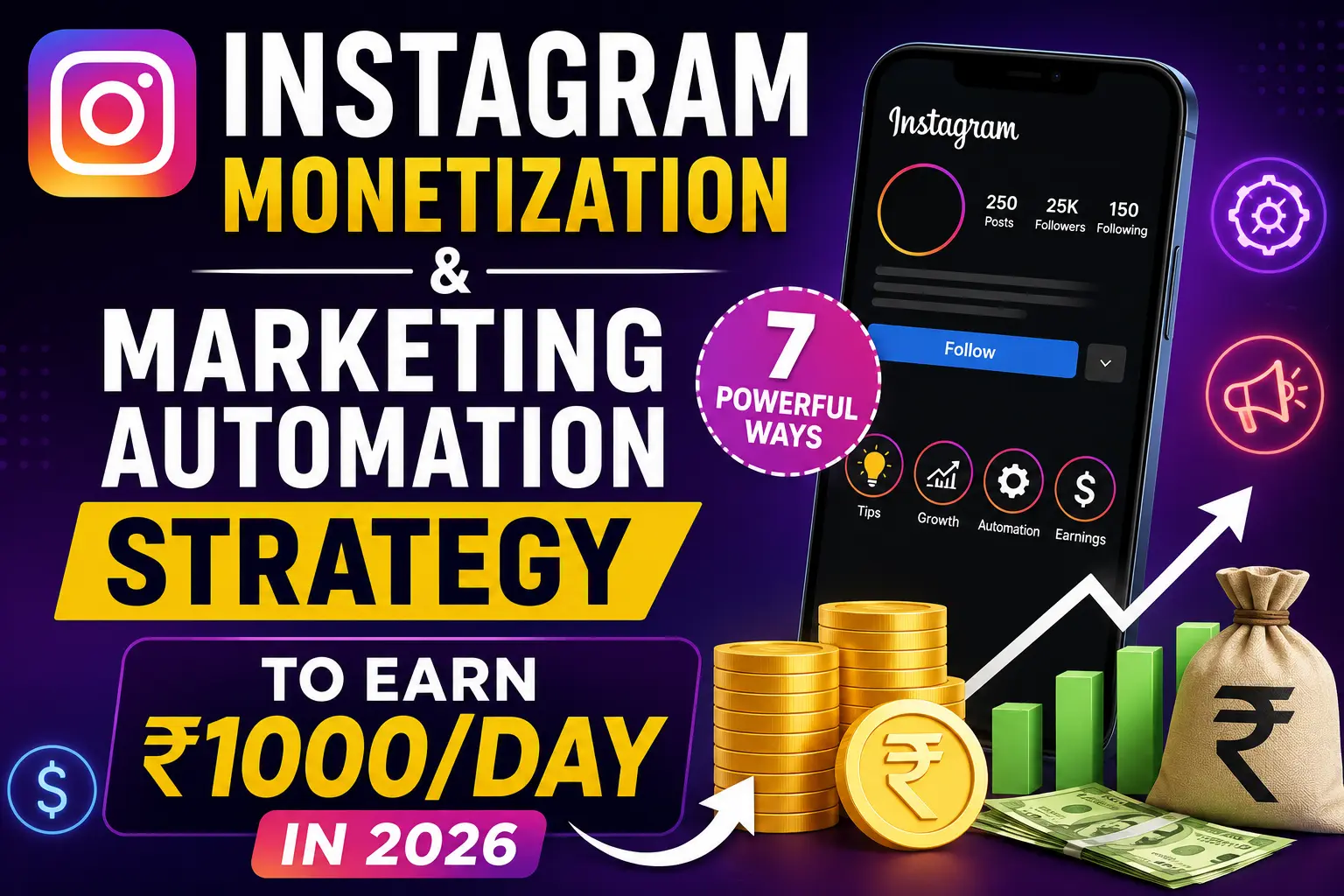 Instagram Monetization & Marketing Automation Strategy 7 Powerful Ways to Earn ₹1000Day